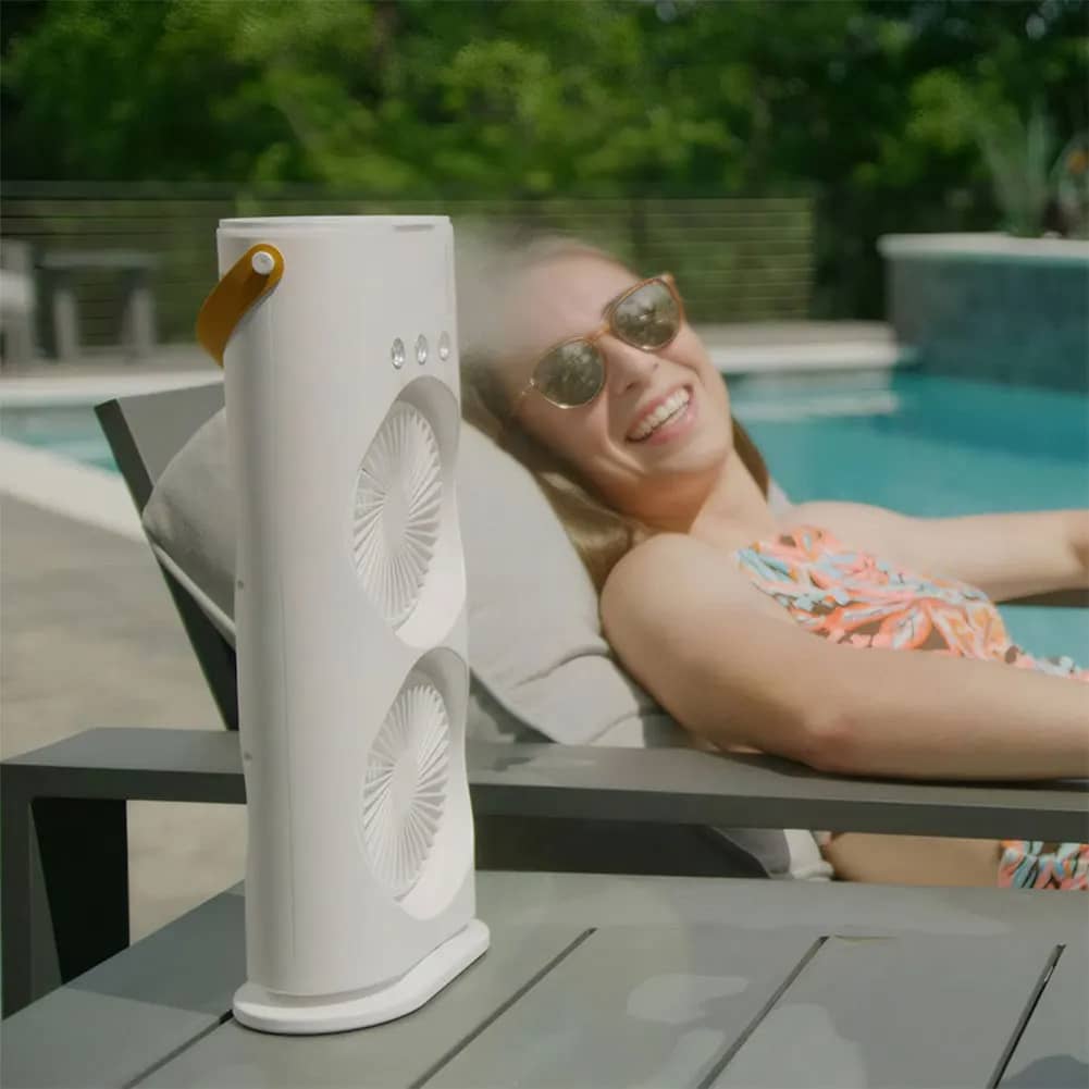 Double-Headed Air Cooler Mist Fan 3 Speeds Rechargeable Desk Air Cooler Night Light with Remote_000283